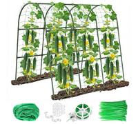 Cucumber Trellis for Raised Bed, 47"x47"x22" U-Shape Garden Trellis for Climbing Plants Outdoor with Climbing Net and Plant Support Clip for Cucumber, Vegetable, Flowers
