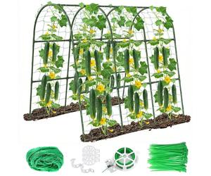 Cucumber Trellis for Raised Bed, 47"x47"x22" U-Shape Garden Trellis for Climbing Plants Outdoor with Climbing Net and Plant Support Clip for Cucumber, Vegetable, Flowers