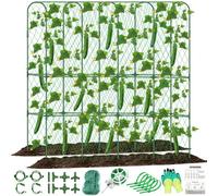 Cucumber Trellis for Raised Bed 5.4x5.5ft U-Shape Adjust Metal Garden Trellis for Climbing Plants Outdoor with Climbing Net Vegetable Arch Trellises Support Plant for Tomato Pea Fruit Squash Trellises