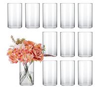 CUCUMI 12pcs Glass Cylinder Vases for Centerpieces, Wedding Decorations, 6 Inch Tall Glass Hurricane Candle Holder for Table Shelf, Floral Vase Bulk for Flowers Home Decor