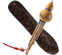 Cucurbit Flute Hulusi, Chinese Bamboo Gourd Flute with 3 Tone Detachable Cucurbit, Woodwinds Instrument W/Case for Beginners Musical Amateurs /75 (Color : Nature, Size : G key)