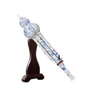 Cucurbit Flutes Professional Grade Hulusi 7Hole Instrument For Beginners Keys Of C And Bb Blue And White Porcelain Design(Key of C+Leather Case Accessories)