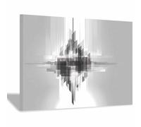 CUDAOO Abstract Canvas Wall Art Modern Textured Painting Geometric Gray Fragments for Bathroom Livings Room Modern Paintings(black and white55)-20x30cm Framed