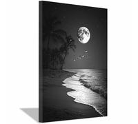 CUDAOO Black And White Posters Moon Overss night-tide Gray Abstract Painting, canvas prints wall art, Bedroom Bathroom Apartment Living Room Decor etc(Black and white)-70x100cm Framed