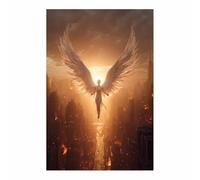 CUDAOO Canvas Wall Art City-Burning Angel Wings Canvas Paintings Modern Mural Prints Wall Art Pictures, for Living Bedroom Room Home Decor(golden)-20x30cm Unframed