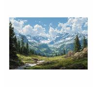 CUDAOO Canvas Wall Art Natural Landscape Abstract Modern Painting Beautiful Mountain Scenery for Living Room Bedroom(Mint green)-70x100cm Unframed
