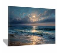 CUDAOO Canvas Wall Art Natural Landscape Abstract Modern Painting Mountain Waterfall for Living Room Bedroom(Sapphire blue)-60x80cm Framed