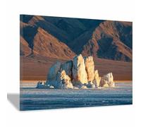 CUDAOO Canvas Wall Art Natural Landscape Abstract Modern Painting Salt Lake Stone for Living Room Bedroom(Chocolate brown)-20x30cm Framed