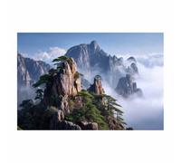 CUDAOO Canvas Wall Art Natural Landscape Abstract Modern Painting Seaside Mountain for Living Room Bedroom(Bronze color)-70x100cm Unframed