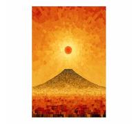 CUDAOO Canvas Wall Art Natural Landscape Abstract Modern Painting Sunset mountain for Living Room Bedroom(yellow)-60x80cm Unframed