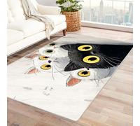 CUDAOO Digital Printed Unique Design carpet Cat explorers Living Room Rugs Decorative Indoor Floor Mat Natural Theme(Black and white)-60x90cm