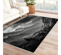 CUDAOO Digital Printed Unique Design carpet Cloud-Hidden Mountain Living Room Bedroom Sofa Mat Door Mat Home Decoration(Black and white)-150x180cm