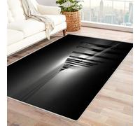 CUDAOO Digital Printed Unique Design carpet Distant Beach Posts Non-Slip Throw Floor Carpet for Bedroom Entrance(Black and white)-150x240cm