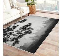 CUDAOO Digital Printed Unique Design carpet Distant Forested City Non-Slip Throw Floor Carpet for Bedroom Entrance(Black and white)-60x90cm