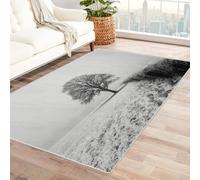 CUDAOO Digital Printed Unique Design carpet Lone Tree in Snow Living Room Rugs Decorative Indoor Floor Mat Natural Theme(Black and white)-150x210cm