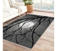 CUDAOO Digital Printed Unique Design carpet Moonlit Branches Living Room Bedroom Sofa Mat Door Mat Home Decoration(Black and white)-150x180cm