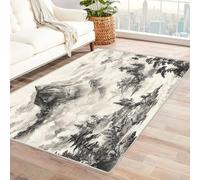 CUDAOO Digital Printed Unique Design carpet Mountain in Cloud Non-Slip Throw Floor Carpet for Bedroom Entrance(Black and white)-210x270cm