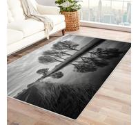 CUDAOO Digital Printed Unique Design carpet River Tree Shadows Non-Slip Throw Floor Carpet for Bedroom Entrance(Black and white)-150x210cm