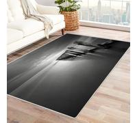 CUDAOO Digital Printed Unique Design carpet Sea Pile Shadows Non-Slip Throw Floor Carpet for Bedroom Entrance(Black and white)-120x180cm