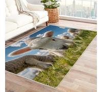 CUDAOO Digital Printed Unique Design carpet Sheep on grass Living Room Rugs Decorative Indoor Floor Mat Natural Theme(blue)-240x300cm