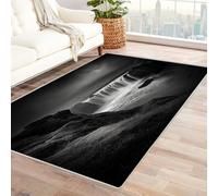CUDAOO Digital Printed Unique Design carpet Singing Rapids Non-Slip Throw Floor Carpet for Bedroom Entrance(Black and white)-90x150cm