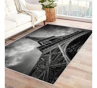 CUDAOO Digital Printed Unique Design carpet Towering Iron Tower Non-Slip Throw Floor Carpet for Bedroom Entrance(Black and white)-60x90cm