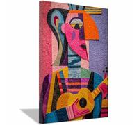 CUDAOO Generic Abstract Canvas Painting Textured Minimalist Poster Art Musician playing music for Livings Room Bedroom Office Decoration(pink191)-60x90cm Framed