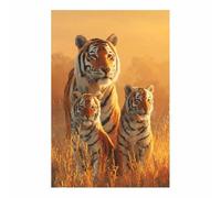CUDAOO HD Print Painting Funny Animalss Tigers Pictures Canvas Poster Tigers Family Reunion Wall Decor for Home Decoration(yellow281)-70x100cm Unframed