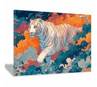 CUDAOO Majestics Tigers Art Animals Aesthetic Poster Canvas Wall Art Colorful Cloud Tigers for Bedroom Livings Room Paintings Pictures Wall Decor(multicolored84)-60x80cm Framed