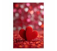 CUDAOO Meaningful Canvas Poster Abstract Love Heart Canvas Print Art Double Red Heart For A Living Room Or Study Unique Wall Art(red244)-20x30cm Unframed