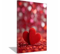 CUDAOO Meaningful Canvas Poster Abstract Love Heart Canvas Print Art Double Red Heart For A Living Room Or Study Unique Wall Art(red244)-60x90cm Framed