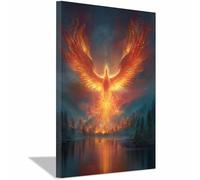 CUDAOO Modern Art Painting Burning Wingss Nirvana Minimalist Paintings Prints Picture Poster,Modern Fantasy,for Living Room Bedroom Home Office Wall Decor(Burning Orange)-70x100cm Framed