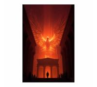 CUDAOO Modern Art Painting Fire-Feathered Divine Bird Minimalist Paintings Prints Picture Poster,Modern Fantasy,for Living Room Bedroom Home Office Wall Decor(orange)-60x80cm Unframed