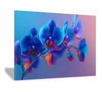CUDAOO Moderne Grüne Pflanze Poster Blue blossoms für Schlafzimmer, Büro, Flur, Eingang(Lilac color)-40x60cm Framed