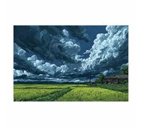 CUDAOO Nature Landscape Canvas Wall Art Painting Field Clouds for Living Room Bedroom Home Decoration(Military green)-60x90cm Unframed