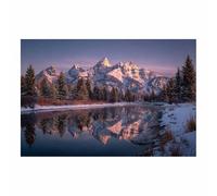 CUDAOO Nature Landscape Canvas Wall Art Painting Snowy Mountain Reflection for Living Room Bedroom Home Decoration(Rose gold)-40x60cm Unframed