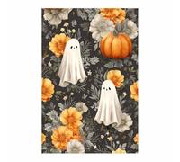 CUDAOO Vintage Halloween Canvas Wall Art,Creepy Print Ghosts among flowers for the Livings room, bedroom, bathroom, office, kitchen, dorm, apartment(grey182)-70x100cm Unframed