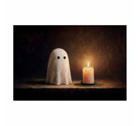 CUDAOO Vintage Halloween Canvas Wall Art,Creepy Print Ghosts and Candle for the Livings room, bedroom, bathroom, office, kitchen, dorm, apartment(ginger41)-60x80cm Unframed