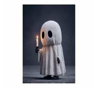 CUDAOO Vintage Halloween Canvas Wall Art,Creepy Print Ghosts holding candle for the Livings room, bedroom, bathroom, office, kitchen, dorm, apartment(light gray176)-60x80cm Unframed