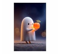 CUDAOO Vintage Halloween Canvas Wall Art,Creepy Print Ghosts holding Melons for the Livings room, bedroom, bathroom, office, kitchen, dorm, apartment(white185)-20x30cm Unframed