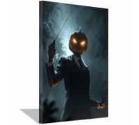 CUDAOO Vintage Halloween Canvas Wall Art,Creepy Print Melons command for the Livings room, bedroom, bathroom, office, kitchen, dorm, apartment(dark gray200)-70x100cm Framed