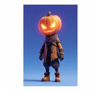 CUDAOO Vintage Halloween Canvas Wall Art,Creepy Print Pumpkin man for the Livings room, bedroom, bathroom, office, kitchen, dorm, apartment(Burning Orange194)-60x90cm Unframed
