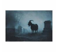 CUDAOO Vintage Halloween Canvas Wall Art,Fall Home Decor Sheep in the Grave for Livings Room Bedroom cozy library corner, or haunted house setups(dark gray19)-60x90cm Unframed