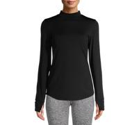 Cuddl Duds ClimateRight Women's Long-Sleeve Plush Warmth Mock Neck Base Layer Top (Warmer) (US, Alpha, X-Small, Regular, Regular, Black), Black