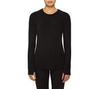 Cuddl Duds ClimateRight Women's Stretch Fleece Long Sleeve Base Layer Top - Crew Neck, Black, 3XL