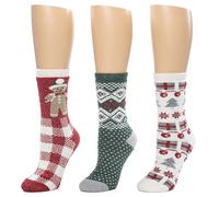 Cuddl Duds Ladies Super Soft Multipack Lounge Socks, Gingerbread, One size