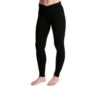 Cuddl Duds Softwear with Stretch Leggings for Women - Soft Lightweight Base Layer Tights - Mid Rise Crossover Waistband, Black, S