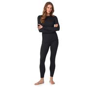 Cuddl Duds Womens Heavyweight Cold Weather Fleece Lined Thermal Set - Long Sleeve Top & Leggings - Winter Lounge Sets, Black, Large