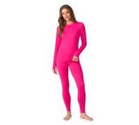 Cuddl Duds Womens Heavyweight Cold Weather Fleece Lined Thermal Set - Long Sleeve Top & Leggings - Winter Lounge Sets, Hot Pink, Medium