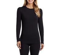 Cuddl Duds Women's Softwear with Stretch Long Sleeve Crew Neck Top, Black, Small